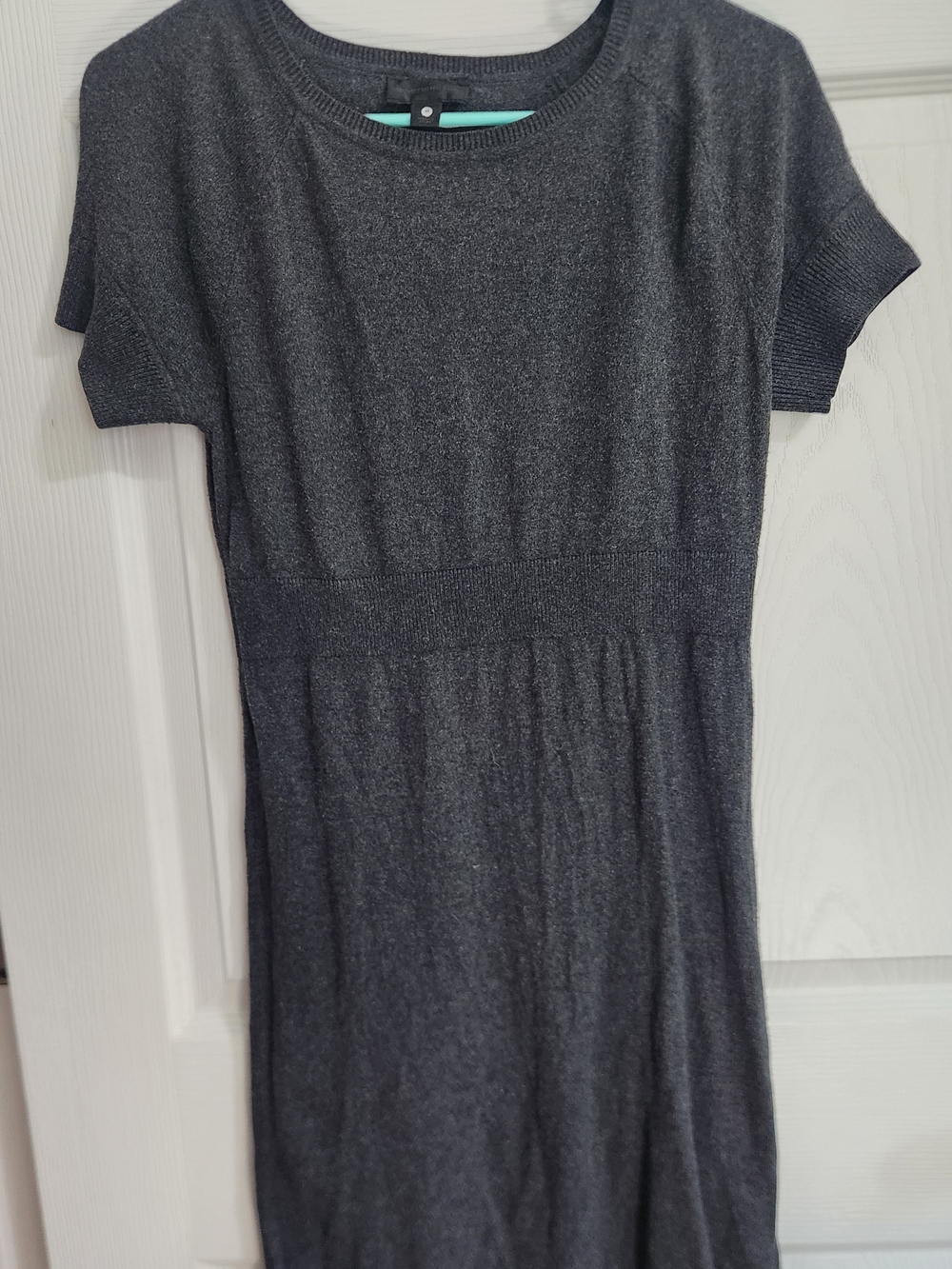 Worthington Dark Charcoal Short-Sleeve Midi Knit Dress